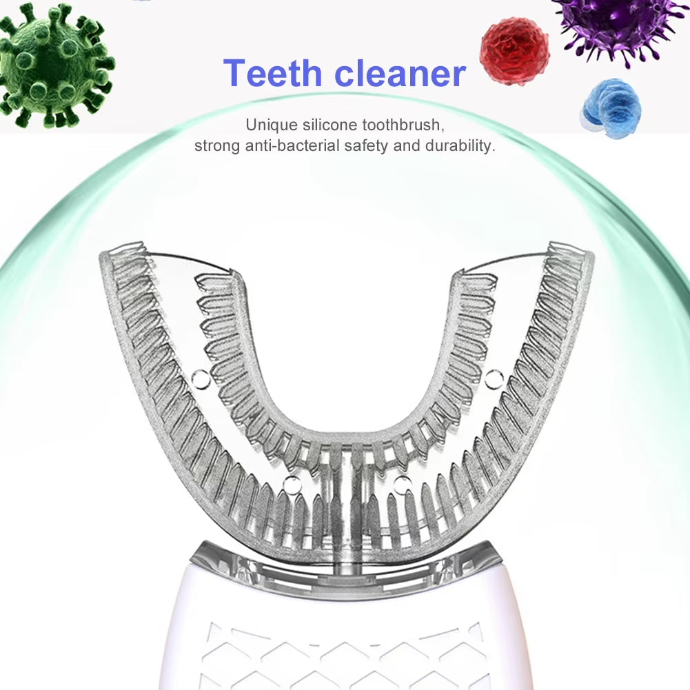 Adult Manual Toothbrush 360 Degree U-Shape Tooth Brush Ren Teeth Oral Care Clean Brush Rechargeable with Soft Silicone Head