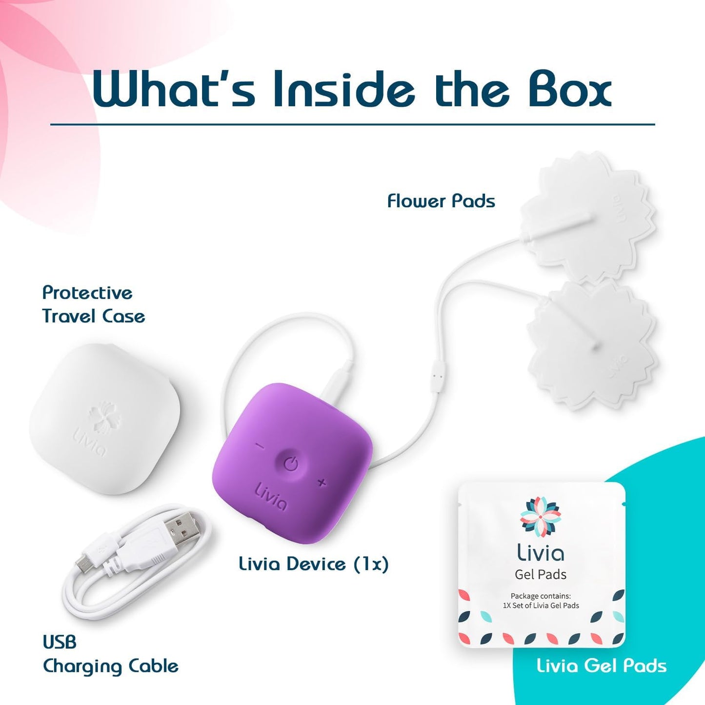 Menstrual Pain Relief Device, Purple – Off-Switch for Period Pain – Portable & Discreet – Rechargeable, up to 12 Hours Battery – Complete Kit with Stick-On Pads – the Go-To Travel Partner